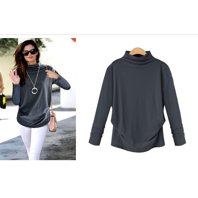 無地 長袖tシャツ ハイネック 長袖 レディース ゆったり ブランドtシ ドルマン 伸縮性 トップス 58 Off