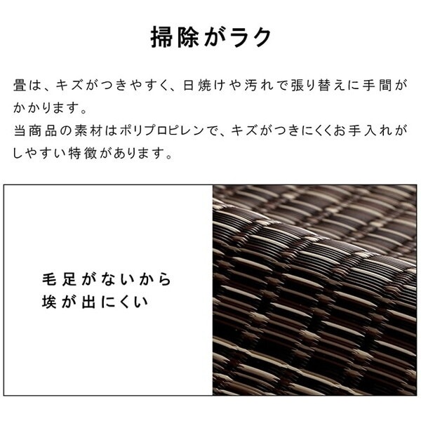 1090031060602 洗える カーペット ダイニング ラグ 敷詰 丈夫 日本製 国産 除菌スプレー対応 ござ アウトドア ペット ブラウン 団地間8畳(約340×340cm) メーカー直送
