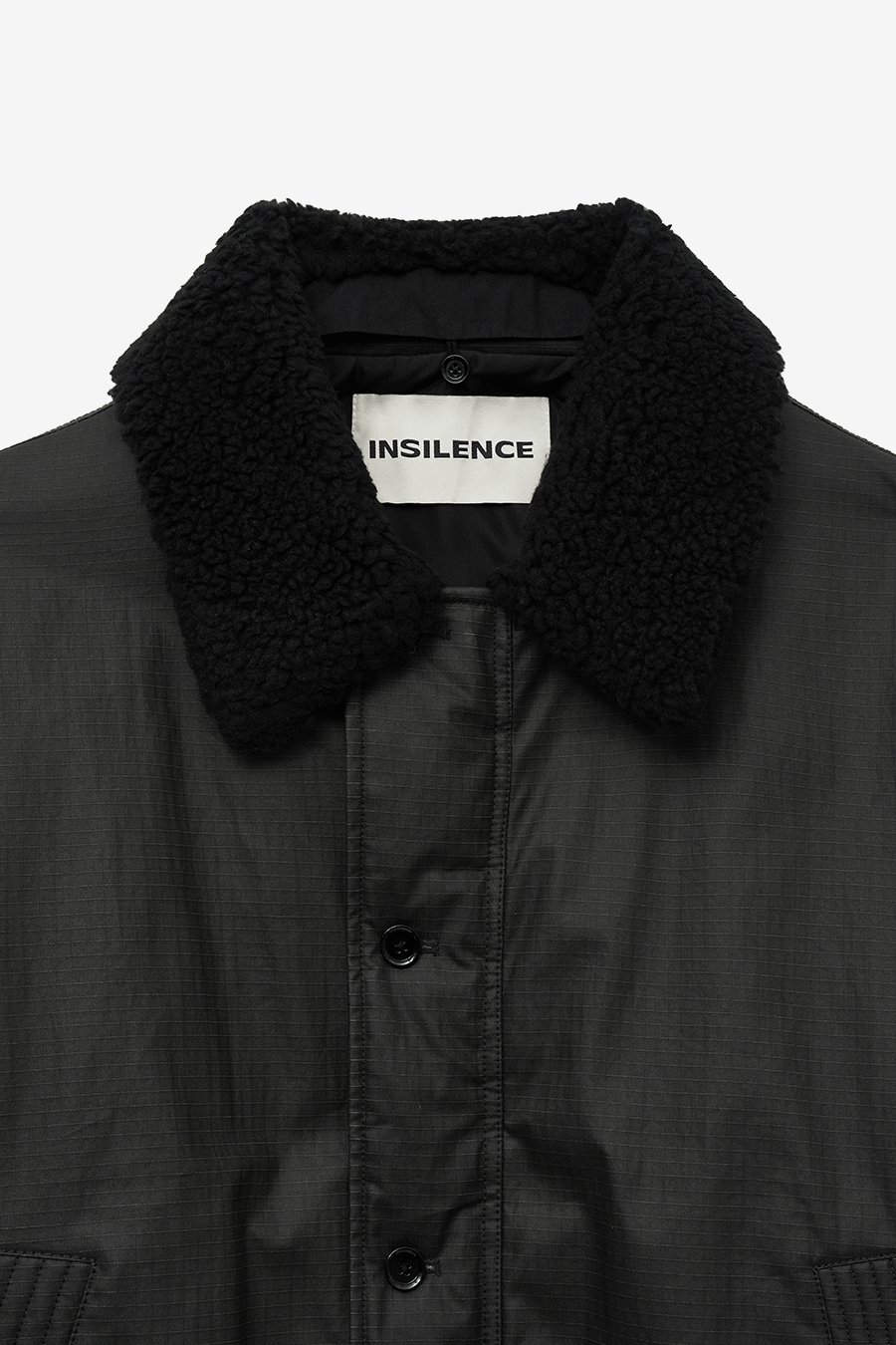 INSILENCE】 WAXED SHEARLING COLLAR JACKET : BLACK