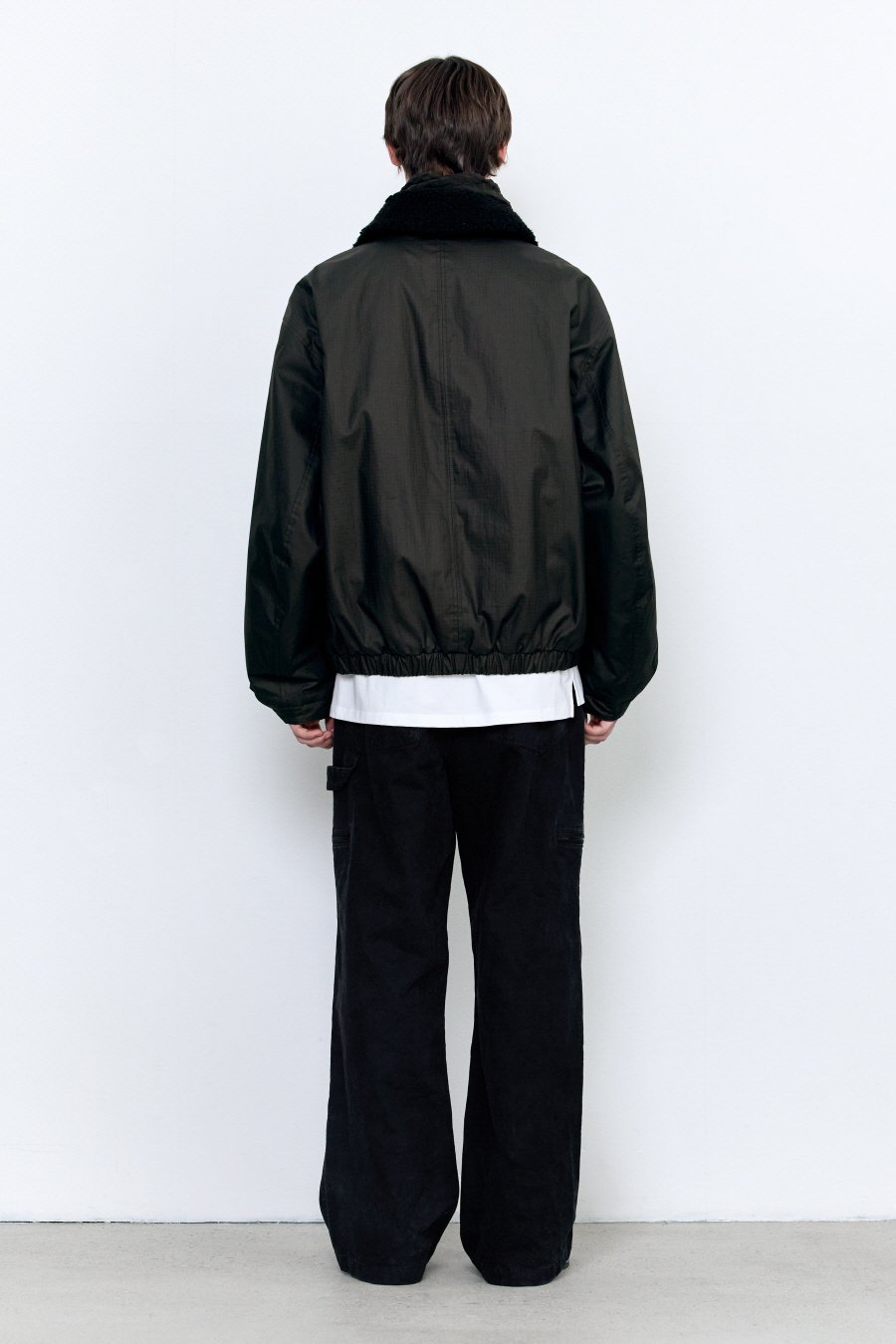 INSILENCE】 WAXED SHEARLING COLLAR JACKET : BLACK 【公式通販】