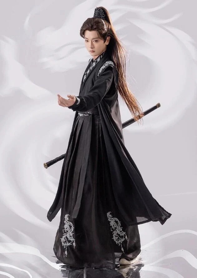 漢服 中華衣裳 メンズ 男女兼用 漢服3点セット 5点セット 黒 白 羽織付き 龍刺しゅう おしゃれ 交差襟 飄逸 チャイナ服 カンフー 武術 侠客 中国古代服装 中華古代時代劇 変身 変装 ハロウィ