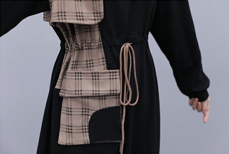 ワンピース 膝丈 ひざ丈 膝下 ロング ロング丈 袖あり 長袖 Uネック フード付き かわいい 大人可愛い きれいめ シンプル 大人 おしゃれ お洒落 大人女子 キュート ガーリー 柄 チェック柄