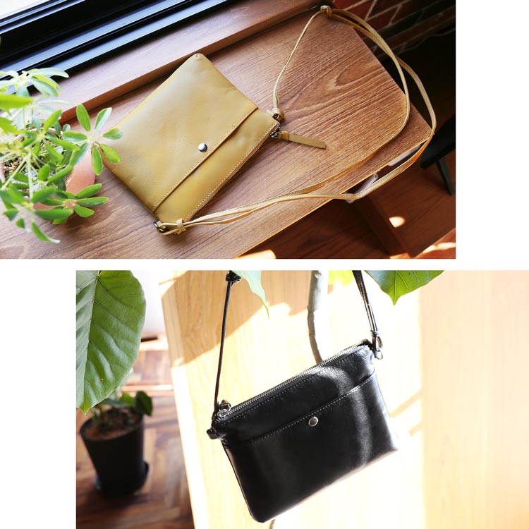 [MiaBorsa]牛革レザーショルダーバッグサコッシュ ネコポス対応