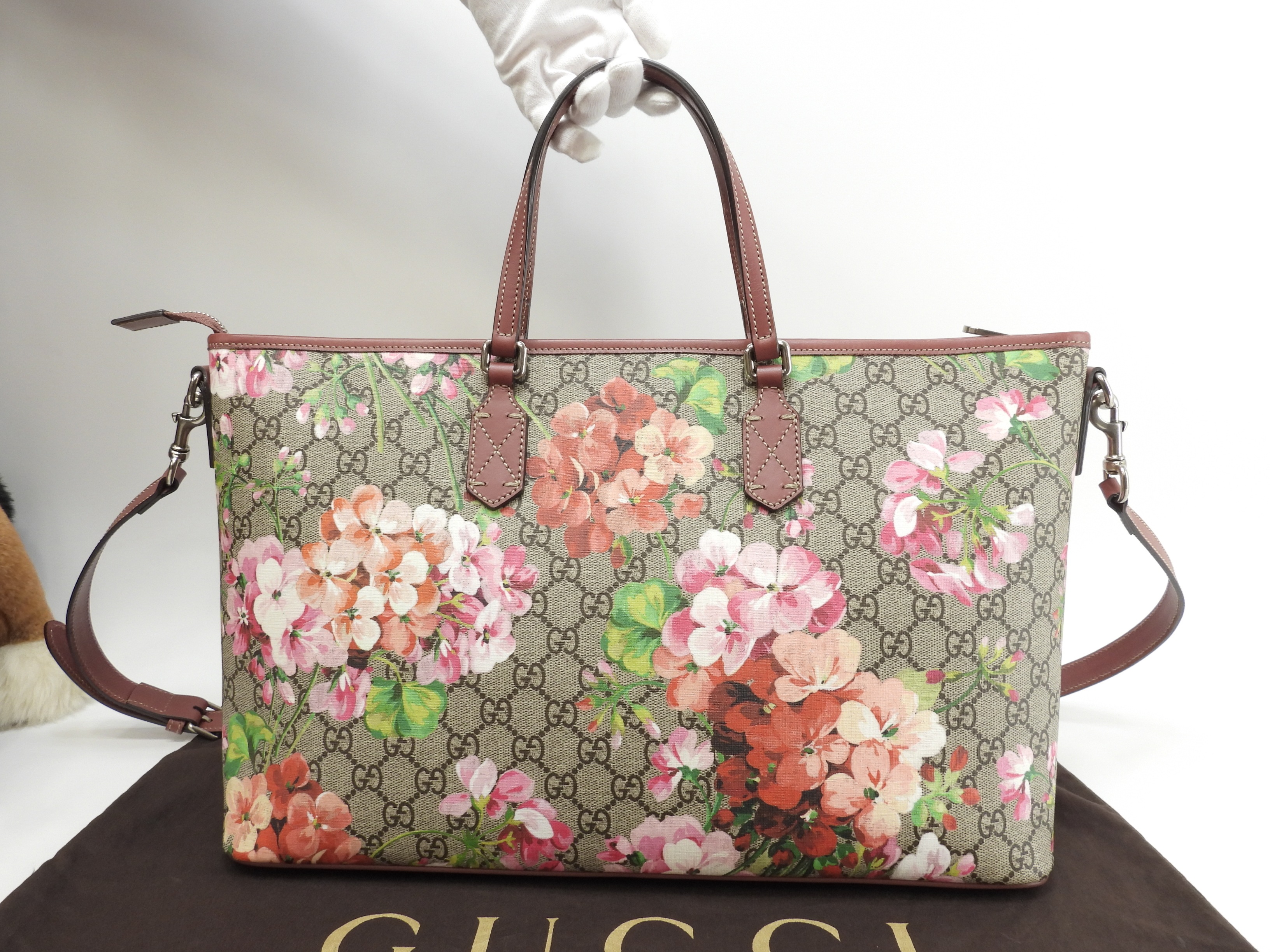 s付トートバッグ ブルームス ソフトGGグレー花 ハンドバッグ 極美品@ 5 s付トートバッグ ブルームス ソフトGGグレー花 ハンドバッグ 極美品@ 5