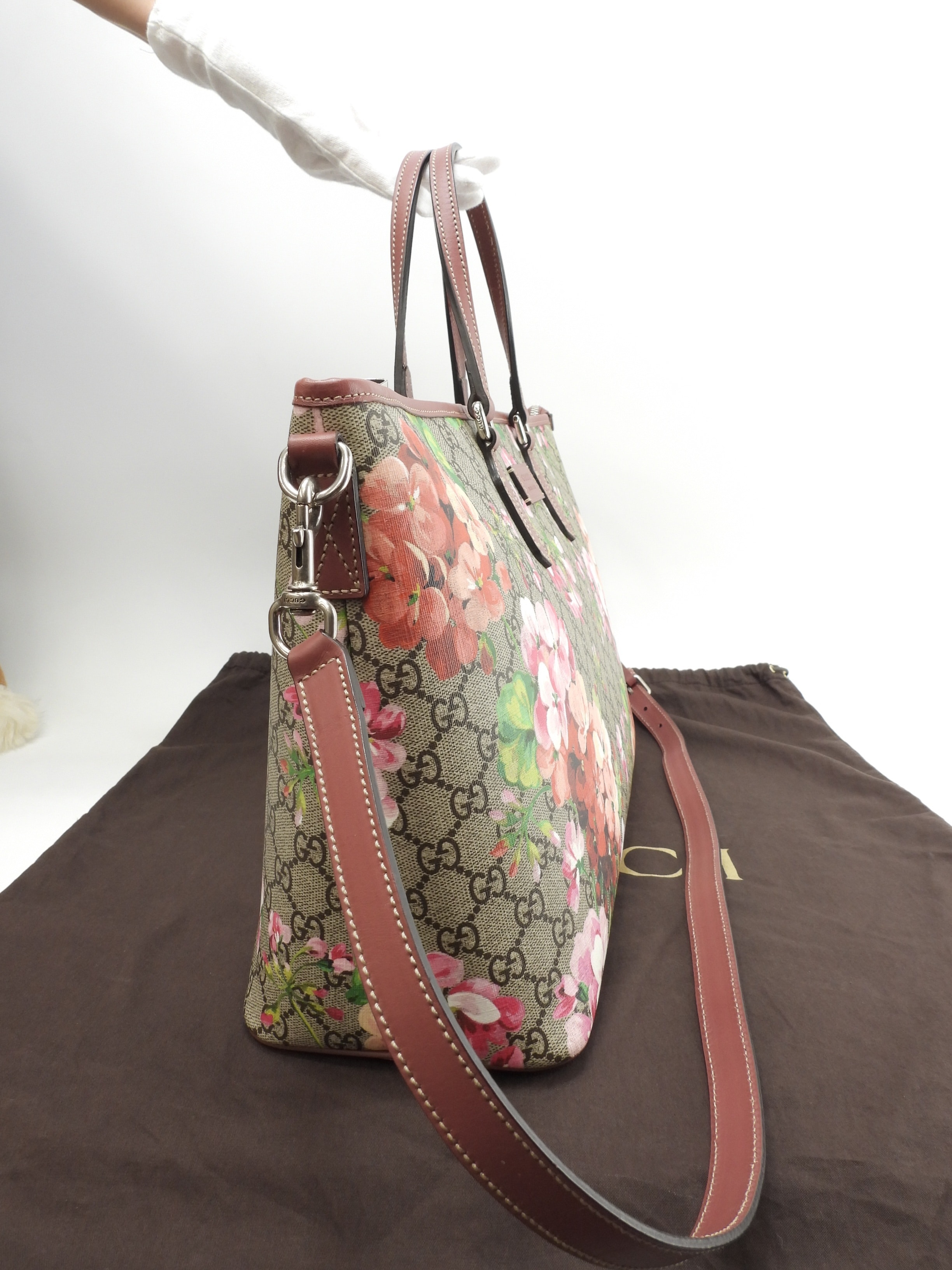 s付トートバッグ ブルームス ソフトGGグレー花 ハンドバッグ 極美品@ 5 s付トートバッグ ブルームス ソフトGGグレー花 ハンドバッグ 極美品@ 5