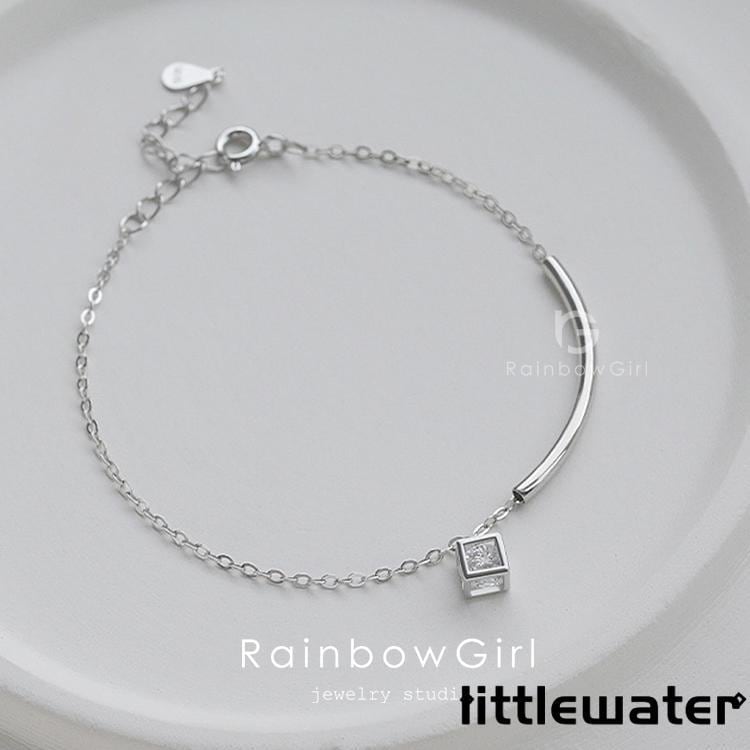 ブレスレット レディース ホワイトデーのお返し 女性 30代 四角 パイプ チェーン プラチナ仕上げ ギフト 母の日ギフト