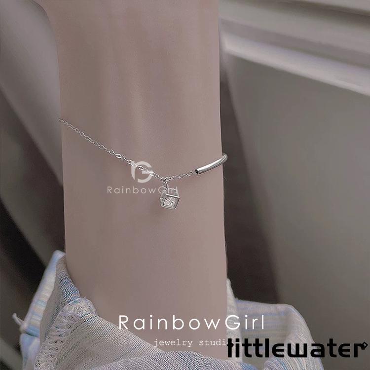 ブレスレット レディース ホワイトデーのお返し 女性 30代 四角 パイプ チェーン プラチナ仕上げ ギフト 母の日ギフト