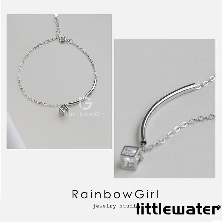 ブレスレット レディース ホワイトデーのお返し 女性 30代 四角 パイプ チェーン プラチナ仕上げ ギフト 母の日ギフト