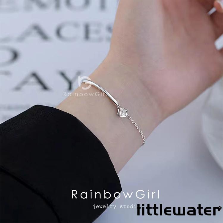 ブレスレット レディース ホワイトデーのお返し 女性 30代 四角 パイプ チェーン プラチナ仕上げ ギフト 母の日ギフト