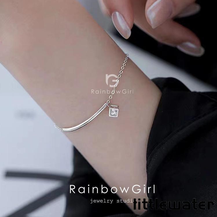 ブレスレット レディース ホワイトデーのお返し 女性 30代 四角 パイプ チェーン プラチナ仕上げ ギフト 母の日ギフト