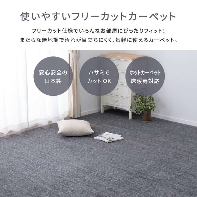 敷き詰めカーペット ラウム 本間3帖 3畳 フリーカット ペット 犬 猫 平織 シンプル 北海道追加送料 沖縄離島はお届け不可 メーカーより直送