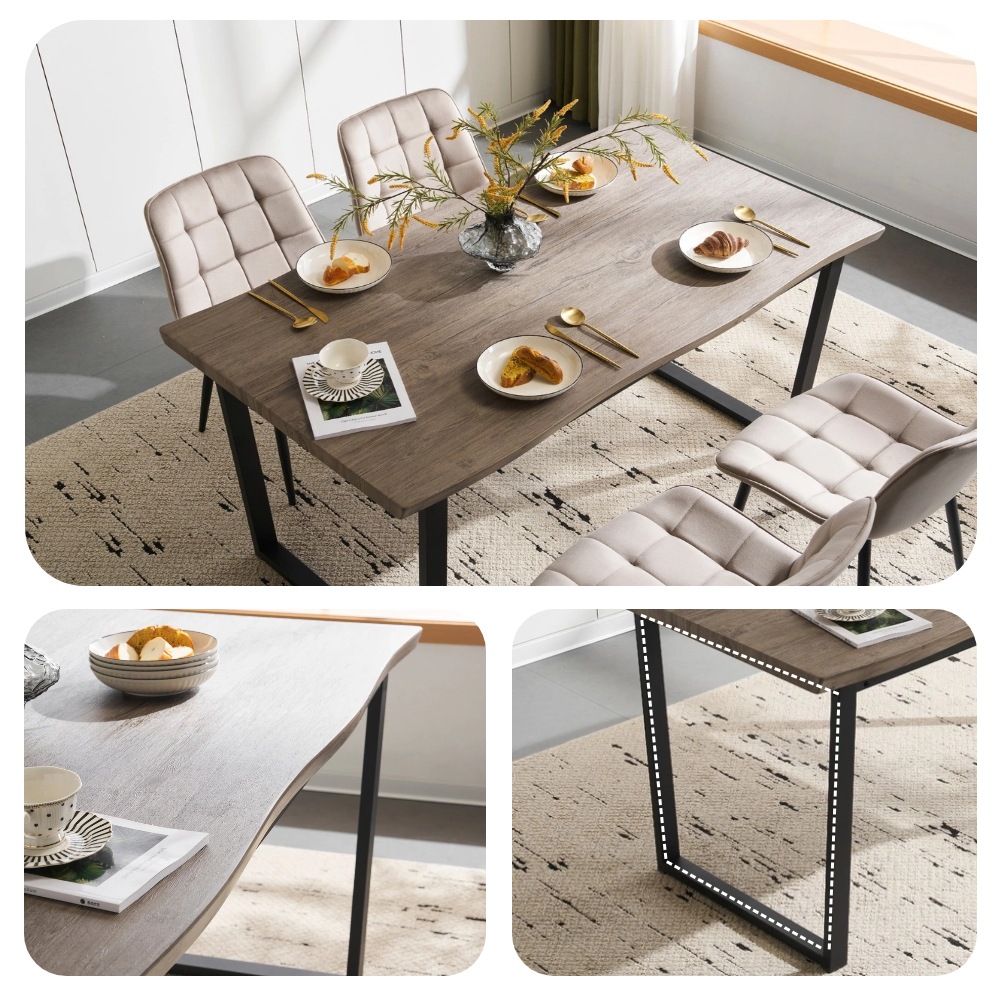 【国内出荷】【テーブル単品販売】ダイニングテーブル 食卓 4人用 2人用 幅140cm おしゃれ 組み立て非常に簡単 ソリッド ハイエンド ヴィンテージ風 モダン 客用 書斎用 シンプル 波の形