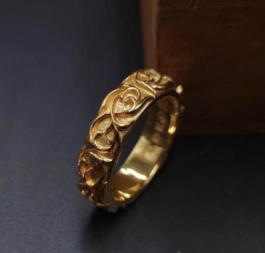 職人ハンドメイドかぎ針編みスタイル CH エタニティラタンリングゴールドメッキパンクレトロロックリング