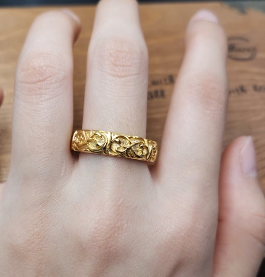 職人ハンドメイドかぎ針編みスタイル CH エタニティラタンリングゴールドメッキパンクレトロロックリング