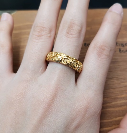 職人ハンドメイドかぎ針編みスタイル CH エタニティラタンリングゴールドメッキパンクレトロロックリング