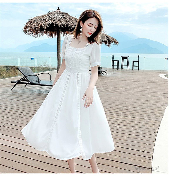 Qoo10] 白ワンピース レディース ビーチワンピー