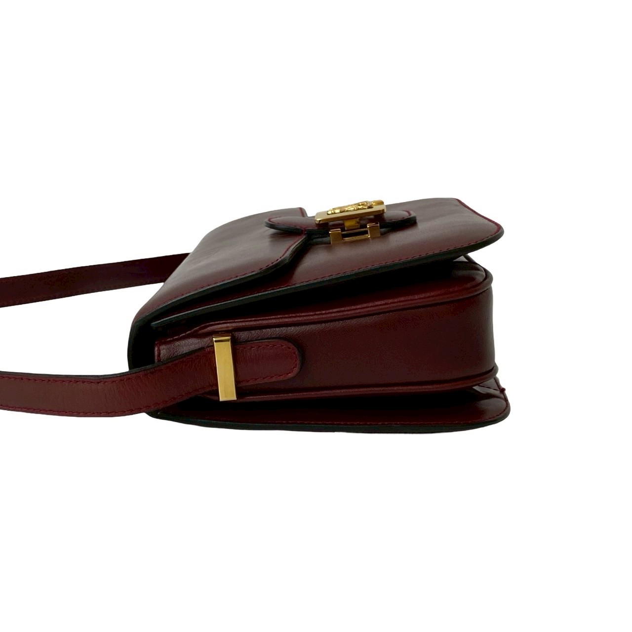 ヴィンテージ ロゴ 馬車金具 ショルダーバッグ レザー ワインレッド 28500 ヴィンテージ ロゴ 馬車金具 ショルダーバッグ レザー ワインレッド 28500