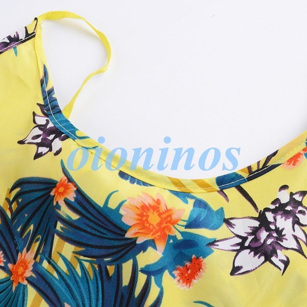 ホットセール2016 Women's JumpsuitsイエロープリントカジュアルスパゲッティストラップルーズジャンプスーツLong Length F1 ホットセール2016 Women's JumpsuitsイエロープリントカジュアルスパゲッティストラップルーズジャンプスーツLong Length F1