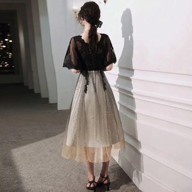 パーティードレス チュール 結婚式 ワンピース ロング丈 袖あり ドレス パーティドレス 結婚式ドレス お呼ばれドレス フォーマル エレガント総レース マキシ丈 ひざ下 ロングドレス