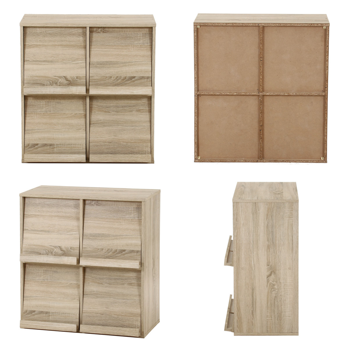 ディスプレイラック 幅80cm 4マス フラップ扉 木製 棚 ラック 収納 ディスプレイ マガジンラック オープンラック 本棚 A4対応 リビング オーク オークブラウン オークホワイト