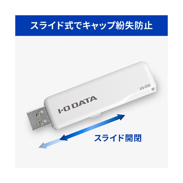 （まとめ） アイオーデータUSB 3.1 Gen 1（USB 3.0）／USB 2.0対応 スタンダードUSBメモリー 16GB ホワイトU3-STD16GR／W 1個 [x3セット]