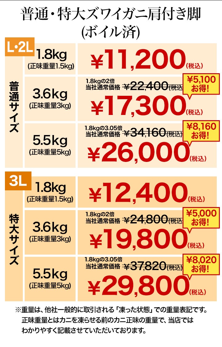 1.8kg 特大ズワイガニ肩付き脚（ボイル済）ずわい蟹 ズワイガニ脚 ずわいがに脚 グルメ