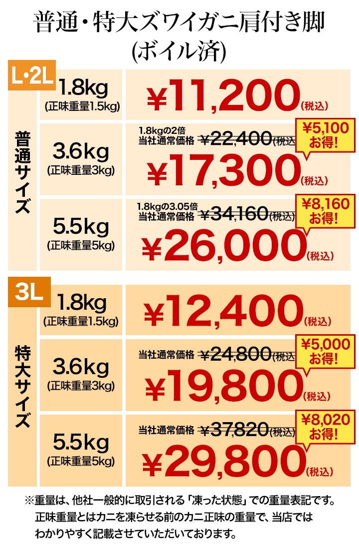1.8kg 特大ズワイガニ肩付き脚（ボイル済）ずわい蟹 ズワイガニ脚 ずわいがに脚 グルメ