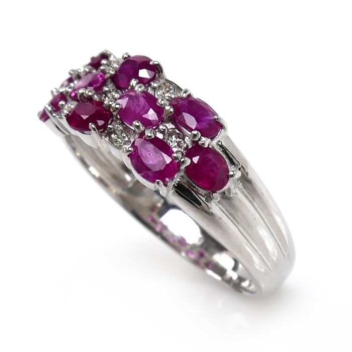 K18WG ホワイトゴールド リング・指輪 ルビー1.20ct ダイヤモンド0.07ct 12号 3.2g レディース 中古 K18WG ホワイトゴールド リング・指輪 ルビー1.20ct ダイヤモンド0.07ct 12号 3.2g レディース 中古