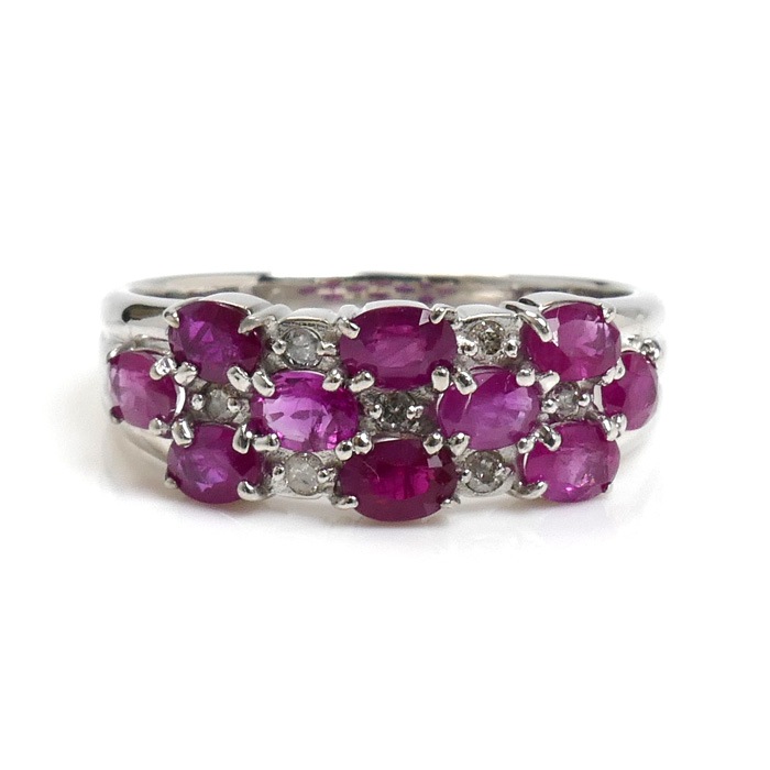 K18WG ホワイトゴールド リング・指輪 ルビー1.20ct ダイヤモンド0.07ct 12号 3.2g レディース 中古 K18WG ホワイトゴールド リング・指輪 ルビー1.20ct ダイヤモンド0.07ct 12号 3.2g レディース 中古