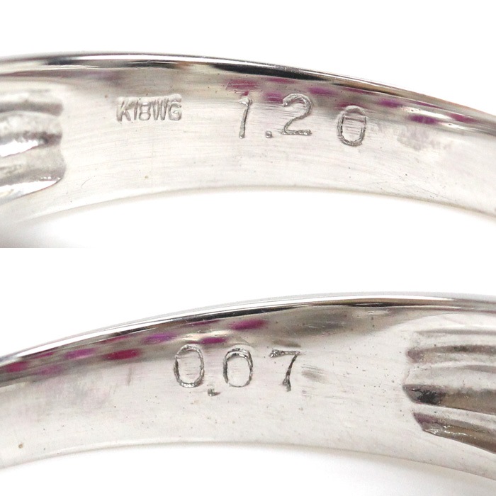 K18WG ホワイトゴールド リング・指輪 ルビー1.20ct ダイヤモンド0.07ct 12号 3.2g レディース 中古 K18WG ホワイトゴールド リング・指輪 ルビー1.20ct ダイヤモンド0.07ct 12号 3.2g レディース 中古