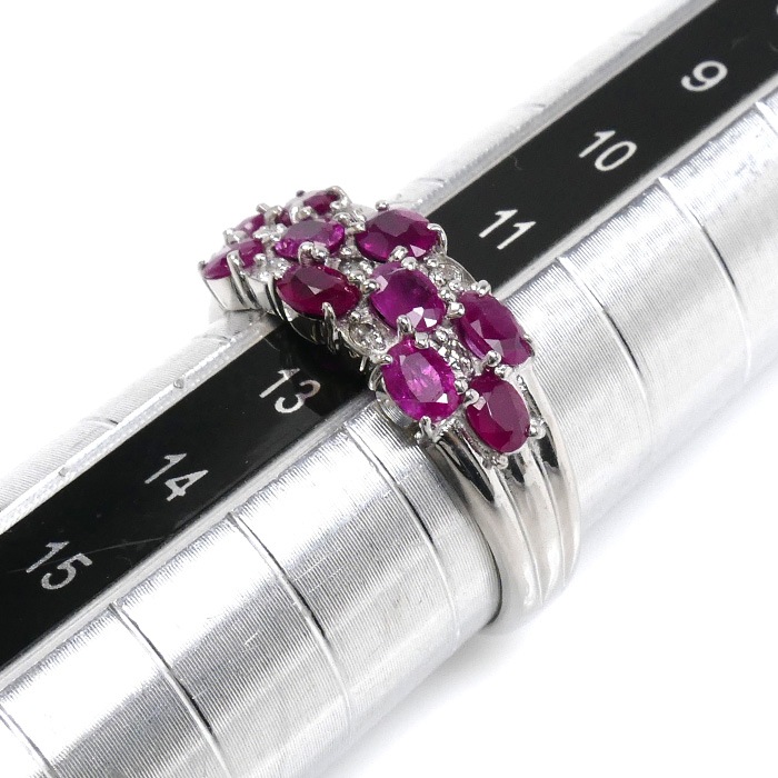 K18WG ホワイトゴールド リング・指輪 ルビー1.20ct ダイヤモンド0.07ct 12号 3.2g レディース 中古 K18WG ホワイトゴールド リング・指輪 ルビー1.20ct ダイヤモンド0.07ct 12号 3.2g レディース 中古