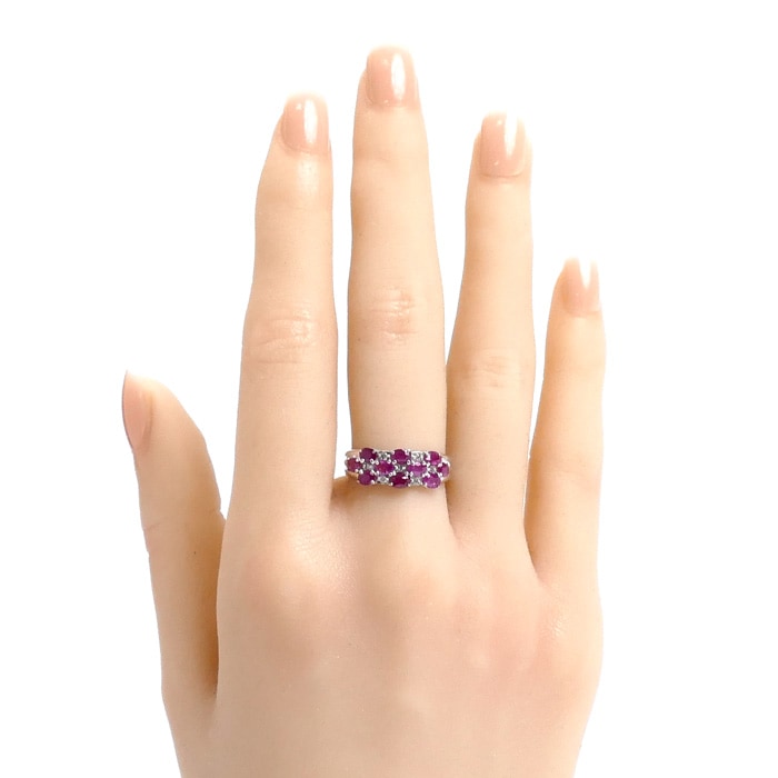 K18WG ホワイトゴールド リング・指輪 ルビー1.20ct ダイヤモンド0.07ct 12号 3.2g レディース 中古 K18WG ホワイトゴールド リング・指輪 ルビー1.20ct ダイヤモンド0.07ct 12号 3.2g レディース 中古