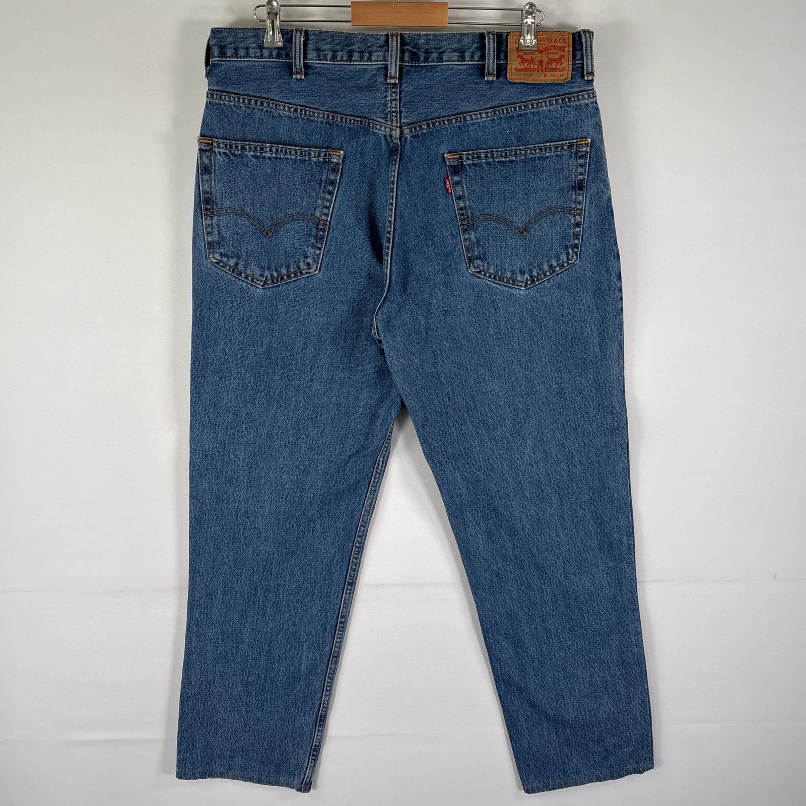 古着 デニムパンツ 550 テーパード 5ポケット ジーンズ ジーパン 色落ち ボタンフライ w38 L32 ブルー メンズ 古着 デニムパンツ 550 テーパード 5ポケット ジーンズ ジーパン 色落ち ボタンフライ w38 L32 ブルー メンズ