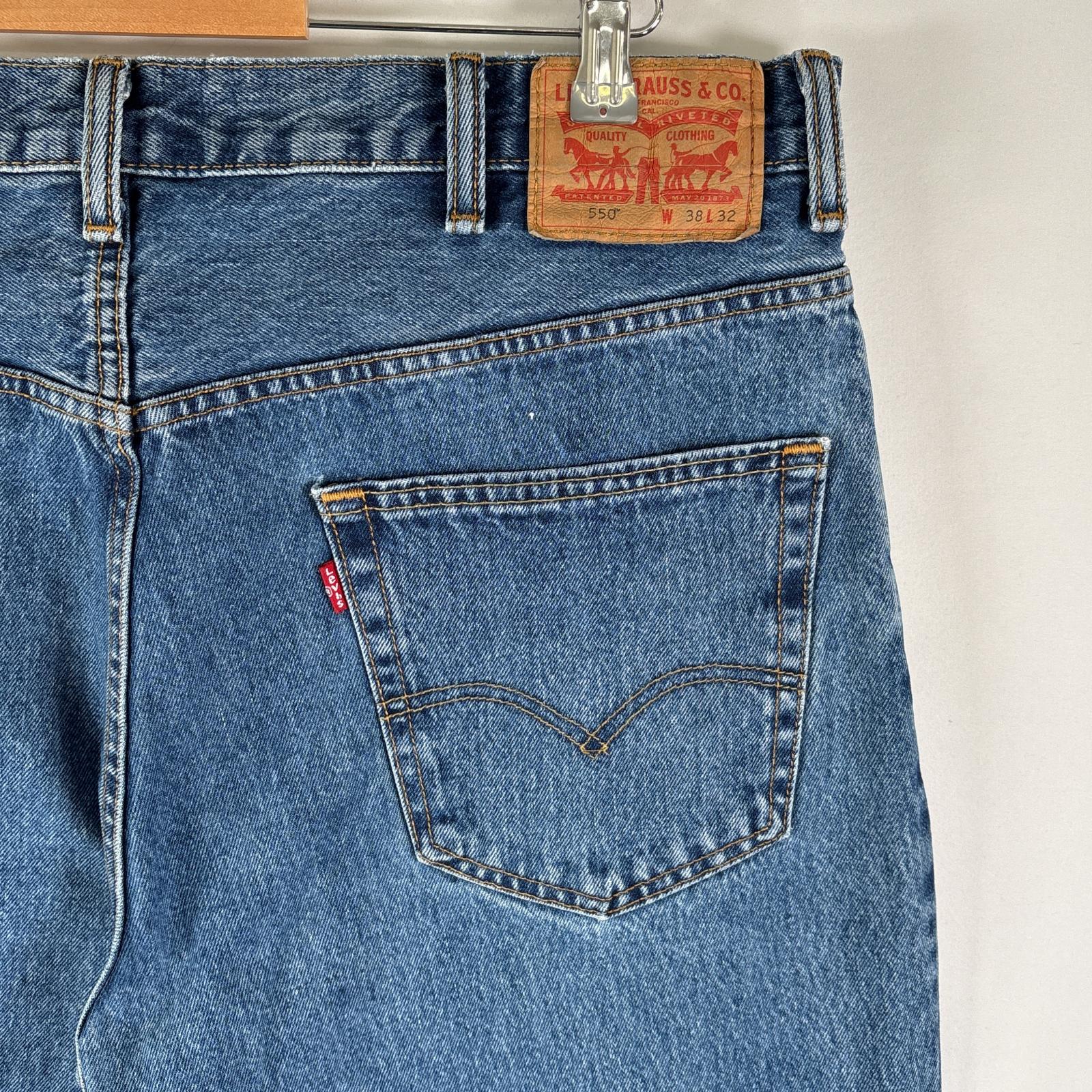 古着 デニムパンツ 550 テーパード 5ポケット ジーンズ ジーパン 色落ち ボタンフライ w38 L32 ブルー メンズ 古着 デニムパンツ 550 テーパード 5ポケット ジーンズ ジーパン 色落ち ボタンフライ w38 L32 ブルー メンズ