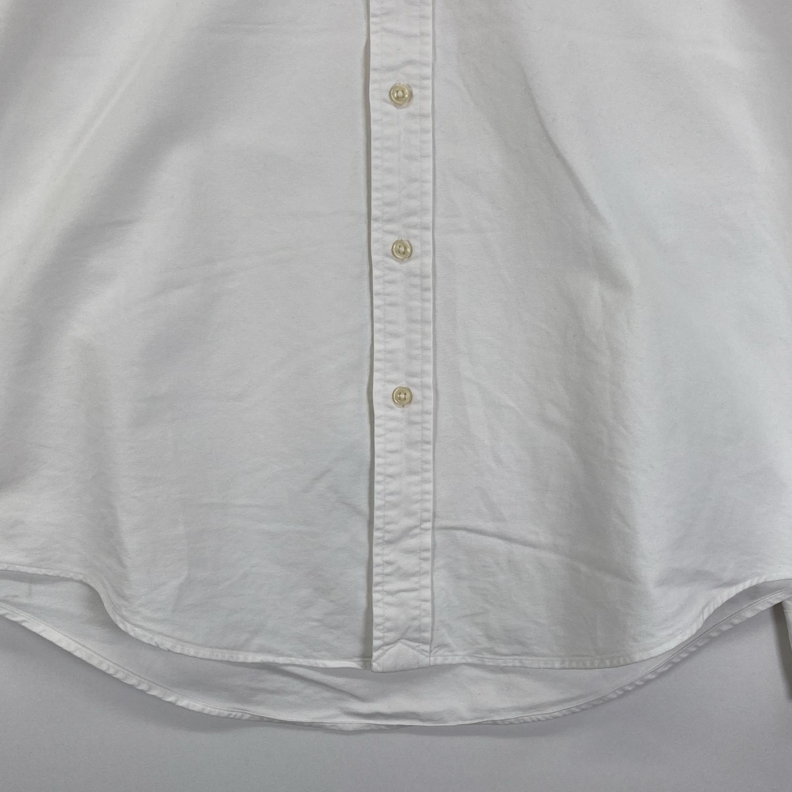 古着 長袖シャツ ボタンダウン ワンポイントロゴ刺繍 M ホワイト 無地 メンズ 古着 長袖シャツ ボタンダウン ワンポイントロゴ刺繍 M ホワイト 無地 メンズ