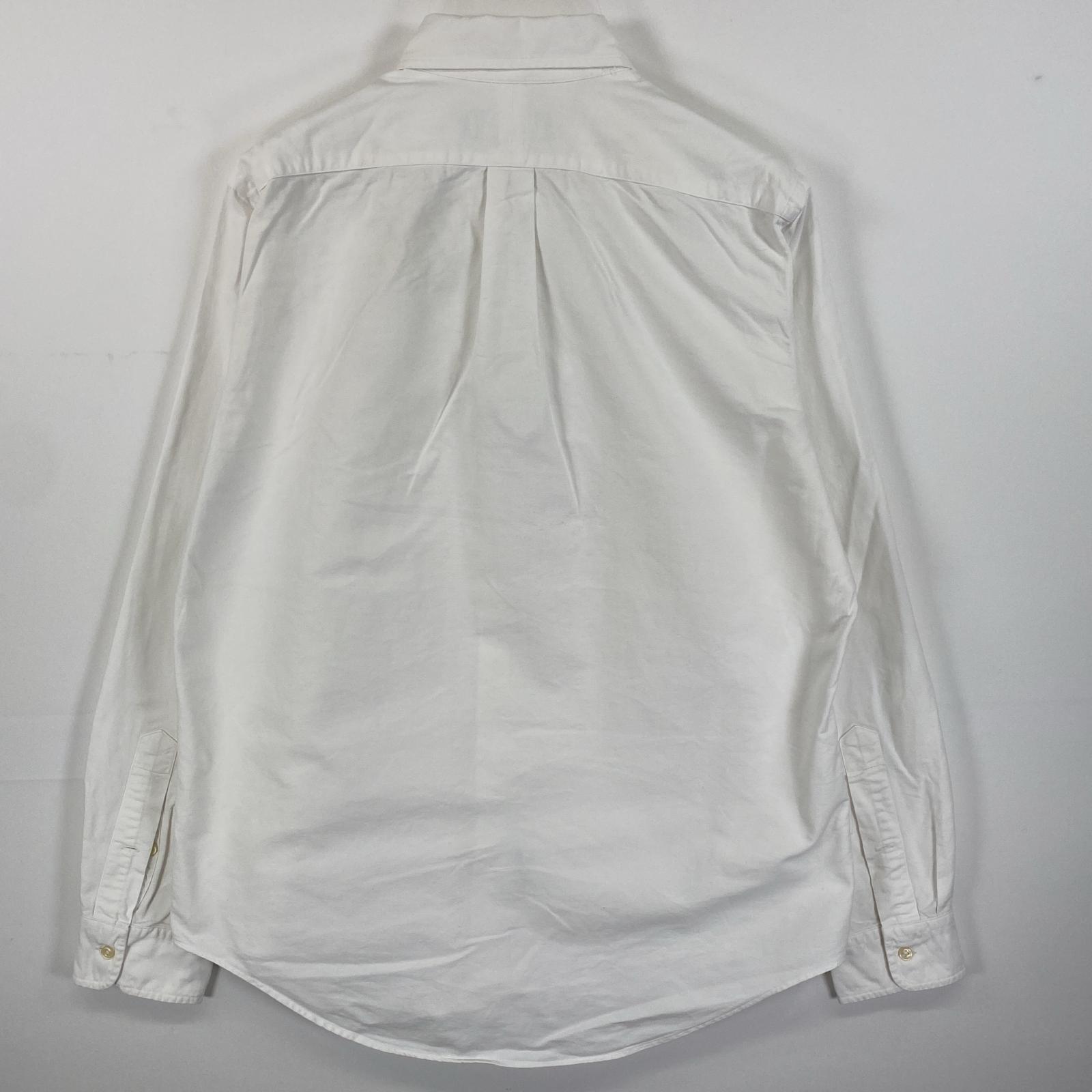 古着 長袖シャツ ボタンダウン ワンポイントロゴ刺繍 M ホワイト 無地 メンズ 古着 長袖シャツ ボタンダウン ワンポイントロゴ刺繍 M ホワイト 無地 メンズ