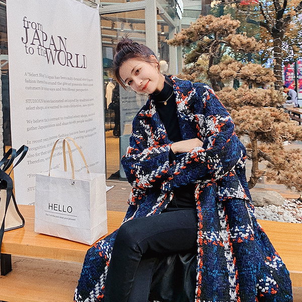 Qoo10] ツイードロングコート ツイードコード ツ