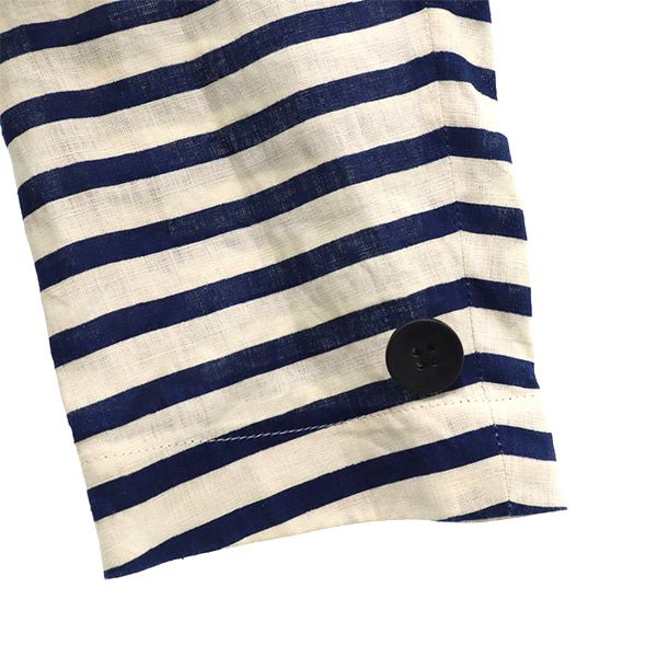 ローブスコンフェクションズ リネン ボーダー テーラードジャケット 2 ホワイト×ネイビー ROBES&CONFECTIONS レディース