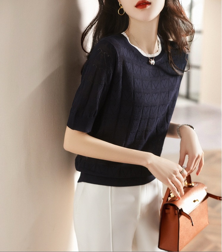 カジュアルTシャツ 半袖トップス ハート柄半袖シャツ プルオーバートップス トップス プルオーバー 白シャツ 白トップス 袖あり 半袖 5分袖 五分袖 Uネック ラウンドネック スリム ストレート