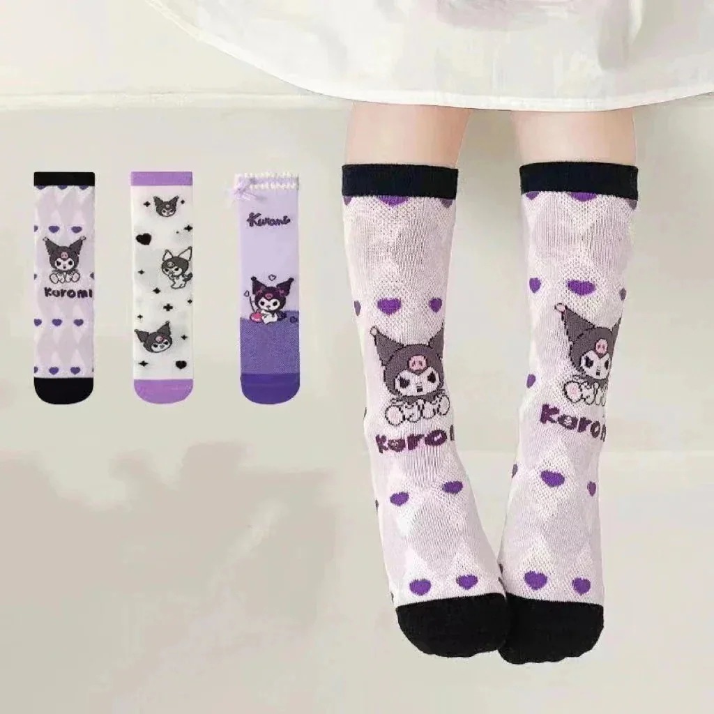 【10点セット】靴下パンスト子供 韓国サンリオ かわいい クロミ 中筒靴下 ソックス [3足セット] ソックス ルームソックス レディース子供ストッキング ソックス 通気性