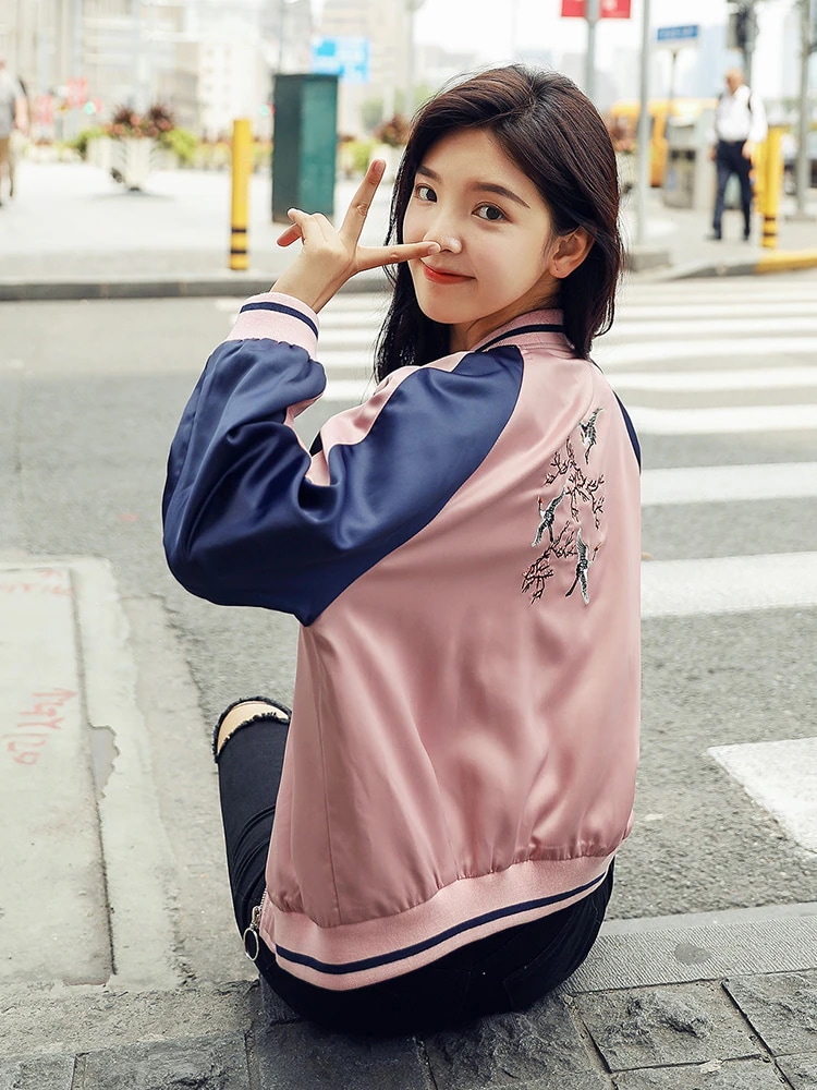 【超お得1つ買うと10個もらえる】スカジャン ライトアウター ジャケット ジャンパー レディース 刺繍 和柄 アウター ブルゾン 長袖