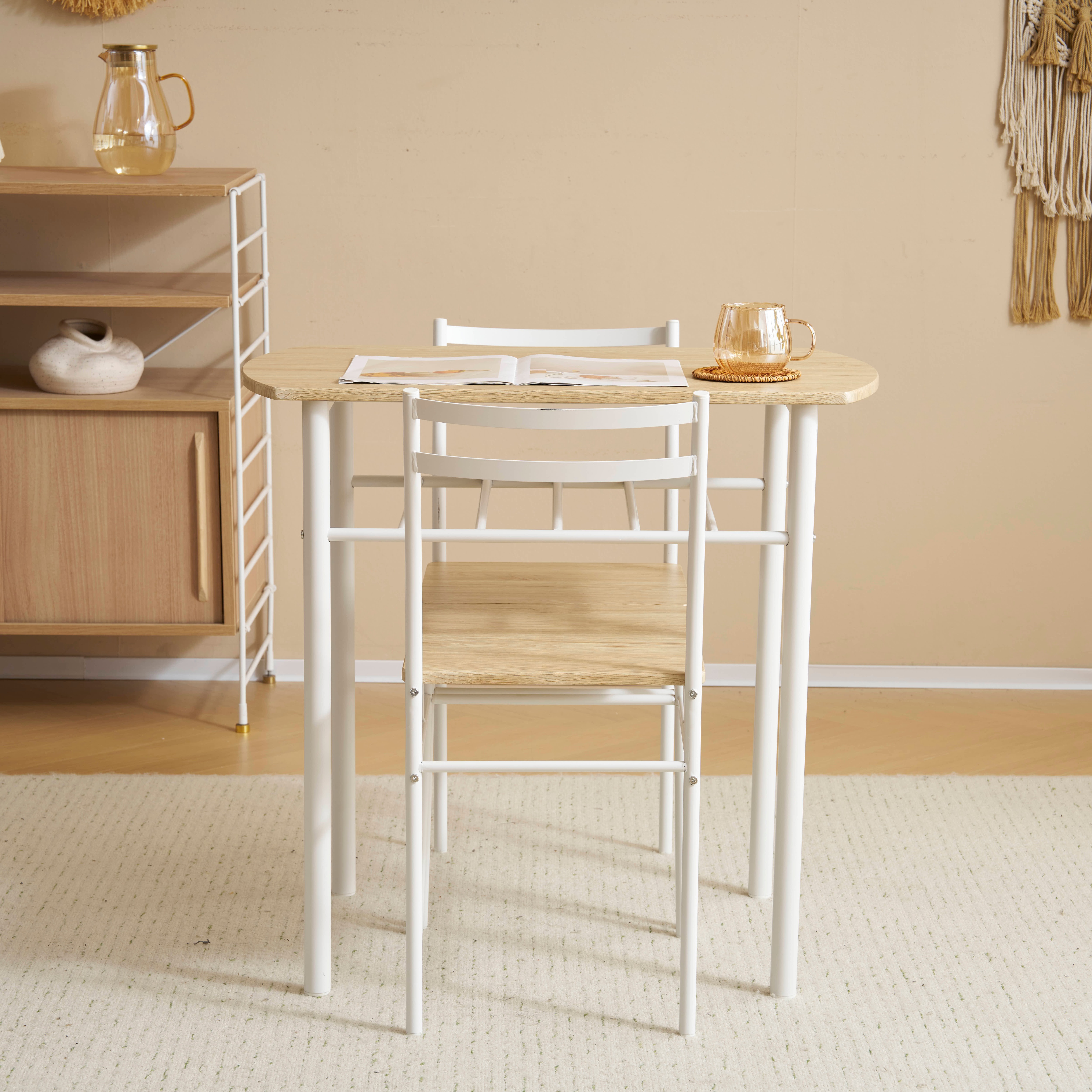 大人気！2人用ダイニング3点セット　食卓 テーブル 収納付き　NATURAL ナチュラル】ダイニングセット 2人用 3点セット 食卓 テーブル 収納