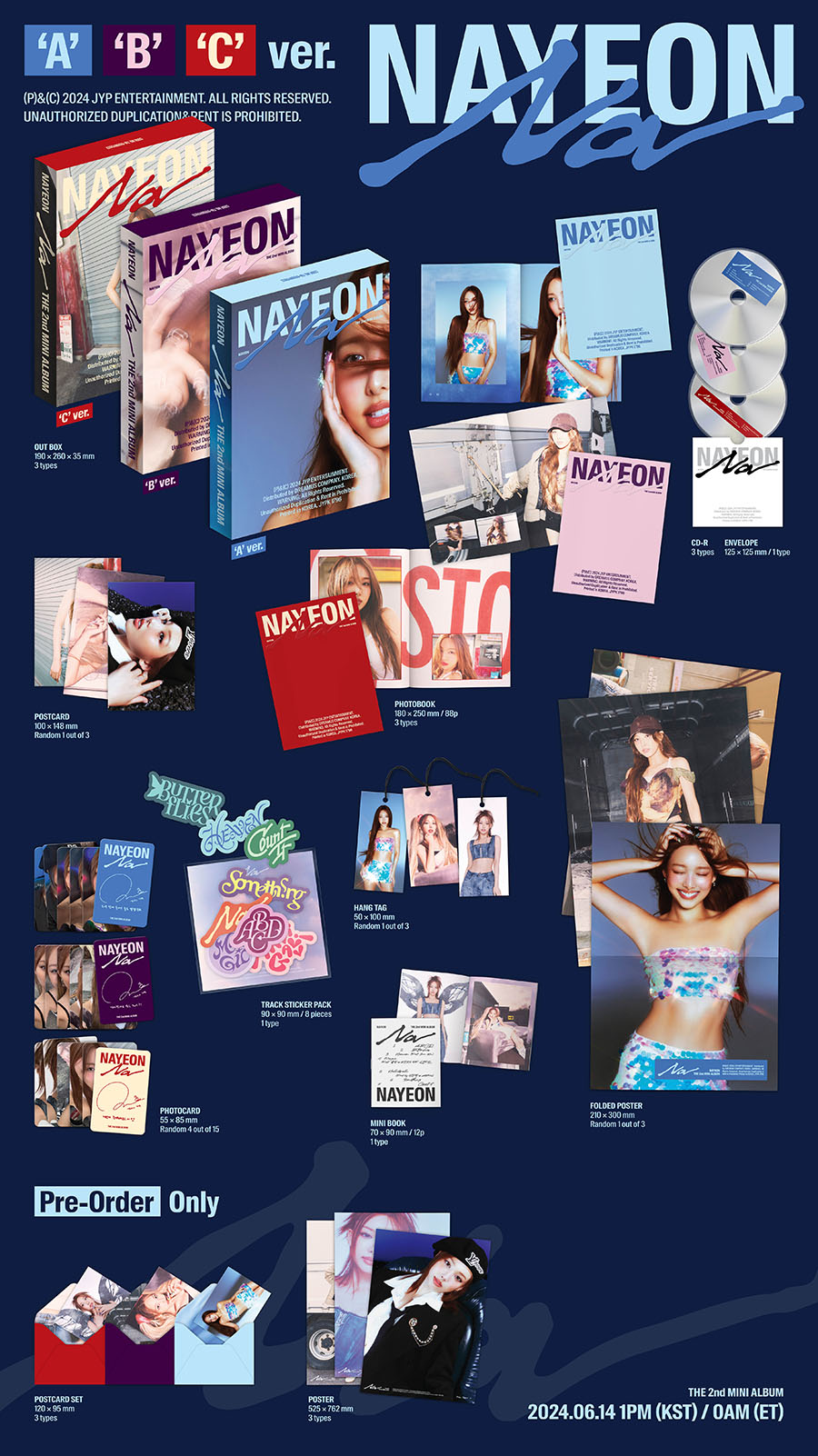 (3種セット/STANDARD ver.) NAYEON of Twice - NA (2ndミニアルバム) (3種セット/STANDARD ver.) NAYEON of Twice - NA (2ndミニアルバム)