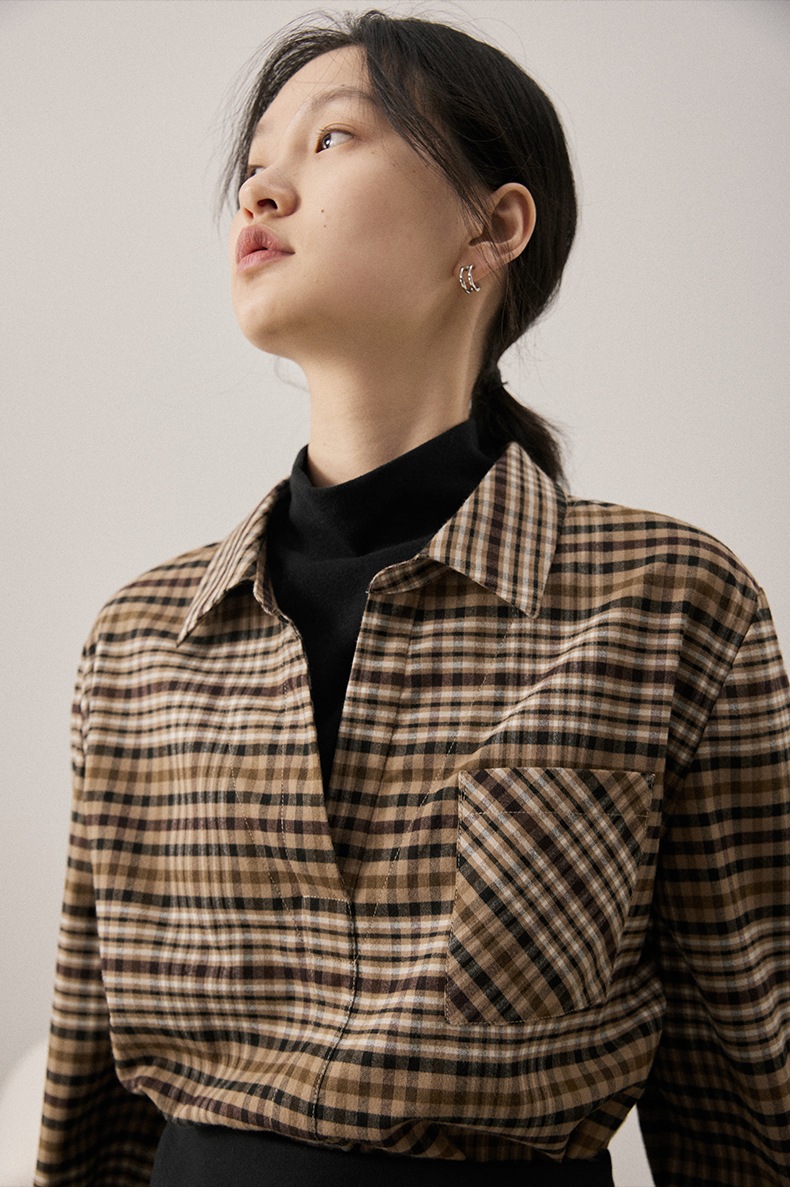 レディース カジュアル レトロ 格子縞 シャツ 女性 秋 冬 ゆったり トップ コート アプリコットブラウン ダークブラウン S トップス 袖あり かわいい 大人可愛い きれいめ シンプル カジュアル レディース カジュアル レトロ 格子縞 シャツ 女性 秋 冬 ゆったり トップ コート アプリコットブラウン ダークブラウン S トップス 袖あり かわいい 大人可愛い きれいめ シンプル カジュアル