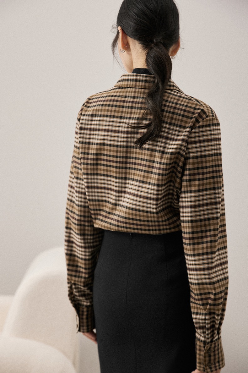 レディース カジュアル レトロ 格子縞 シャツ 女性 秋 冬 ゆったり トップ コート アプリコットブラウン ダークブラウン S トップス 袖あり かわいい 大人可愛い きれいめ シンプル カジュアル レディース カジュアル レトロ 格子縞 シャツ 女性 秋 冬 ゆったり トップ コート アプリコットブラウン ダークブラウン S トップス 袖あり かわいい 大人可愛い きれいめ シンプル カジュアル
