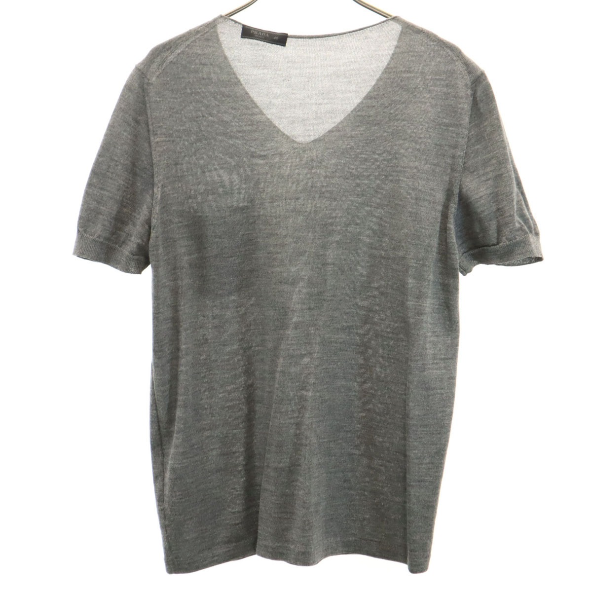 シルクブレンド イタリア製 半袖 Vネック ニット 46 グレー メンズ 古着 シルクブレンド イタリア製 半袖 Vネック ニット 46 グレー メンズ 古着