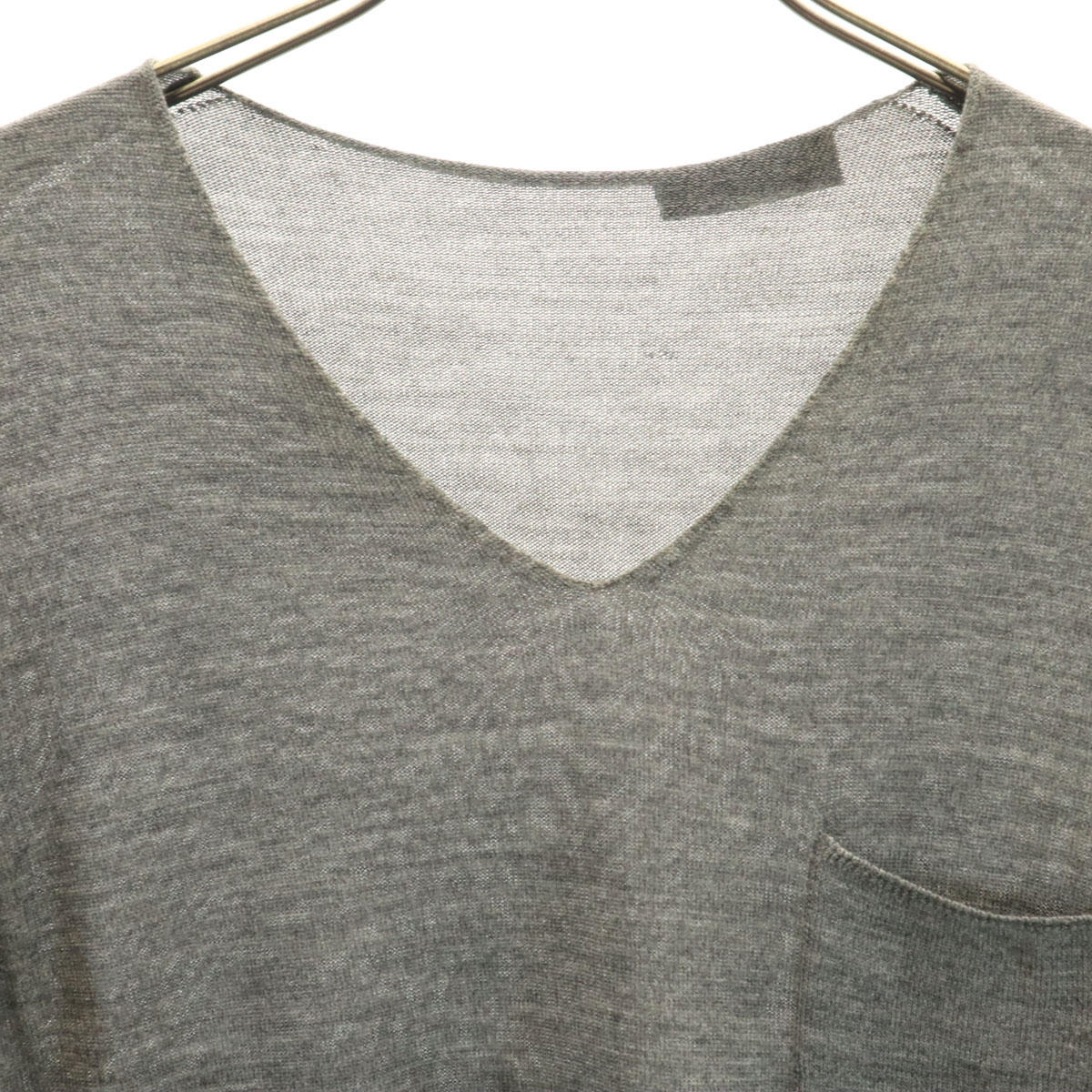 シルクブレンド イタリア製 半袖 Vネック ニット 46 グレー メンズ 古着 シルクブレンド イタリア製 半袖 Vネック ニット 46 グレー メンズ 古着
