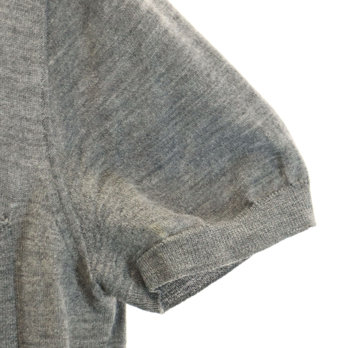 シルクブレンド イタリア製 半袖 Vネック ニット 46 グレー メンズ 古着 シルクブレンド イタリア製 半袖 Vネック ニット 46 グレー メンズ 古着