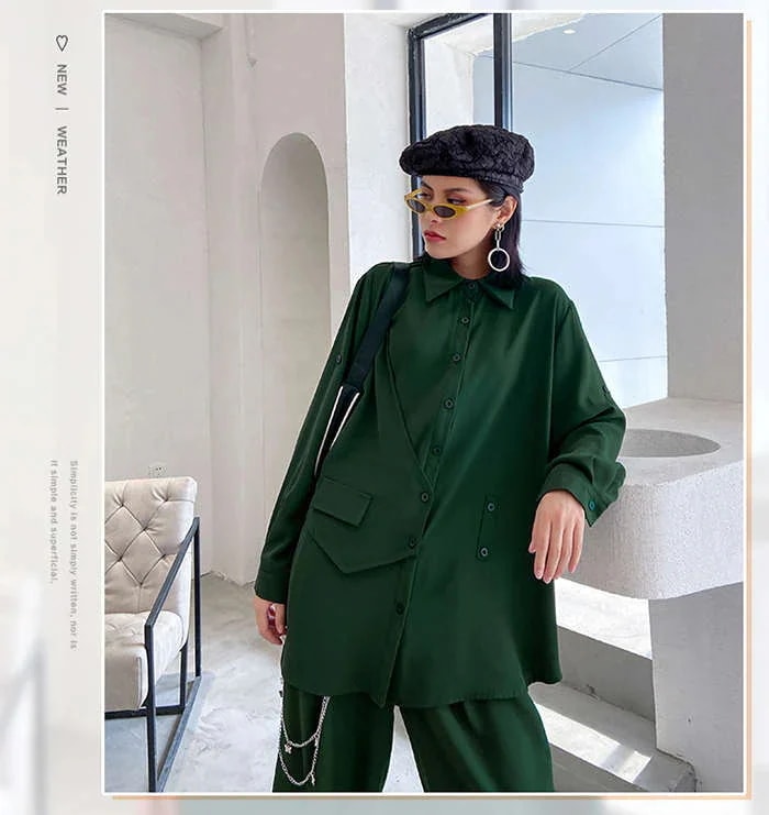 セットアップ レディース 2点セット きれいめ セットアップ 春 秋 フリーサイズ グリーン ブラック 個性デザイン ブラウス ワイドパンツ ゆったり 上品 おしゃれ 大きサイズ スト セットアップ レディース 2点セット きれいめ セットアップ 春 秋 フリーサイズ グリーン ブラック 個性デザイン ブラウス ワイドパンツ ゆったり 上品 おしゃれ 大きサイズ スト