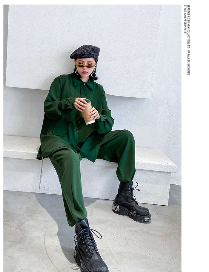 セットアップ レディース 2点セット きれいめ セットアップ 春 秋 フリーサイズ グリーン ブラック 個性デザイン ブラウス ワイドパンツ ゆったり 上品 おしゃれ 大きサイズ スト セットアップ レディース 2点セット きれいめ セットアップ 春 秋 フリーサイズ グリーン ブラック 個性デザイン ブラウス ワイドパンツ ゆったり 上品 おしゃれ 大きサイズ スト